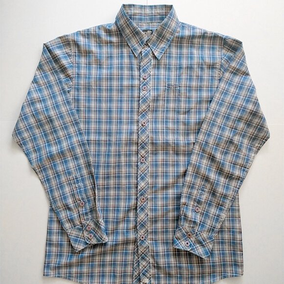 Alphanumeric Button-Up Shirt Top Plaid Check L/S Deadstock Vintage Skateboard - Picture 1 of 5